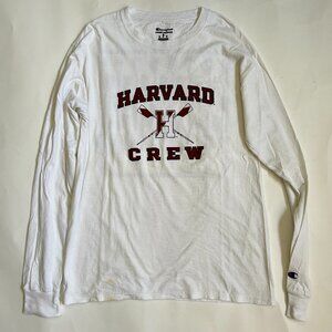 Vintage Champion Harvard University Rowing Crew White Long Sleeve T-shirt size M